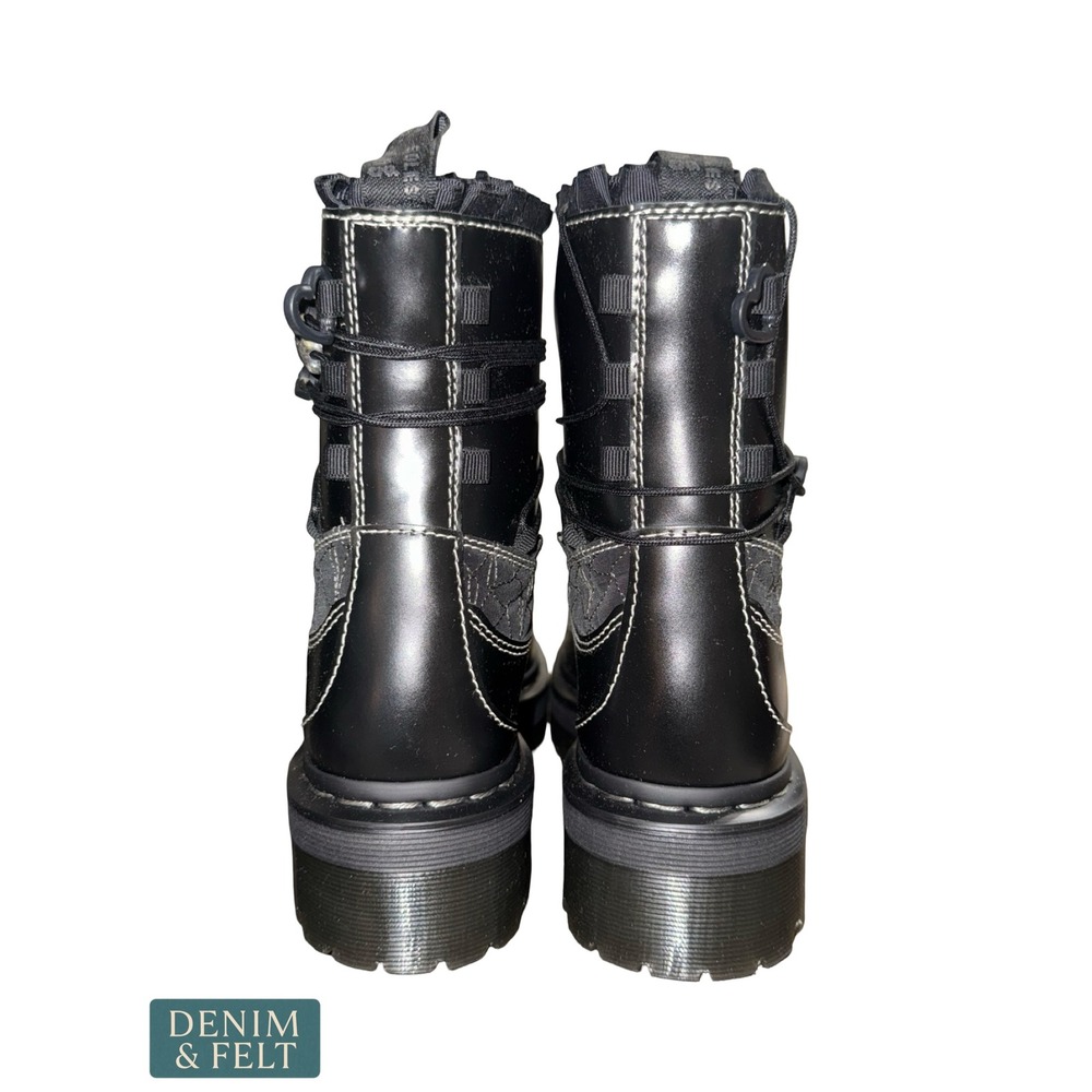 NEW Dr. Martens Jadon Frill Black Leather Platform Boots Hearts Stars Beads 9 US - Picture 13 of 15